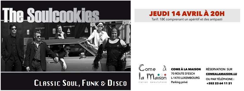 14 avril 2016 : Concert SOUL, FUNK & DISCO with The Soulcookies