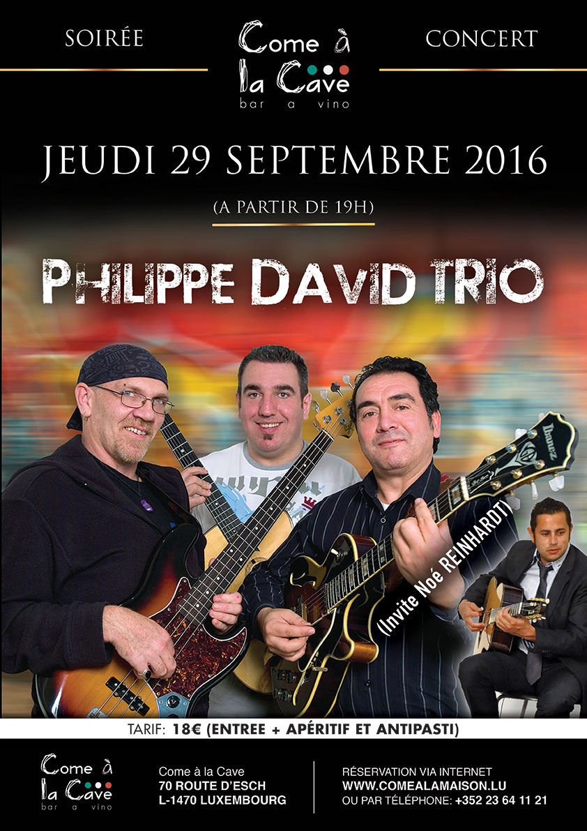 Soirée Concert: Philippe David Trio (+participation de Noé Reinhardt)