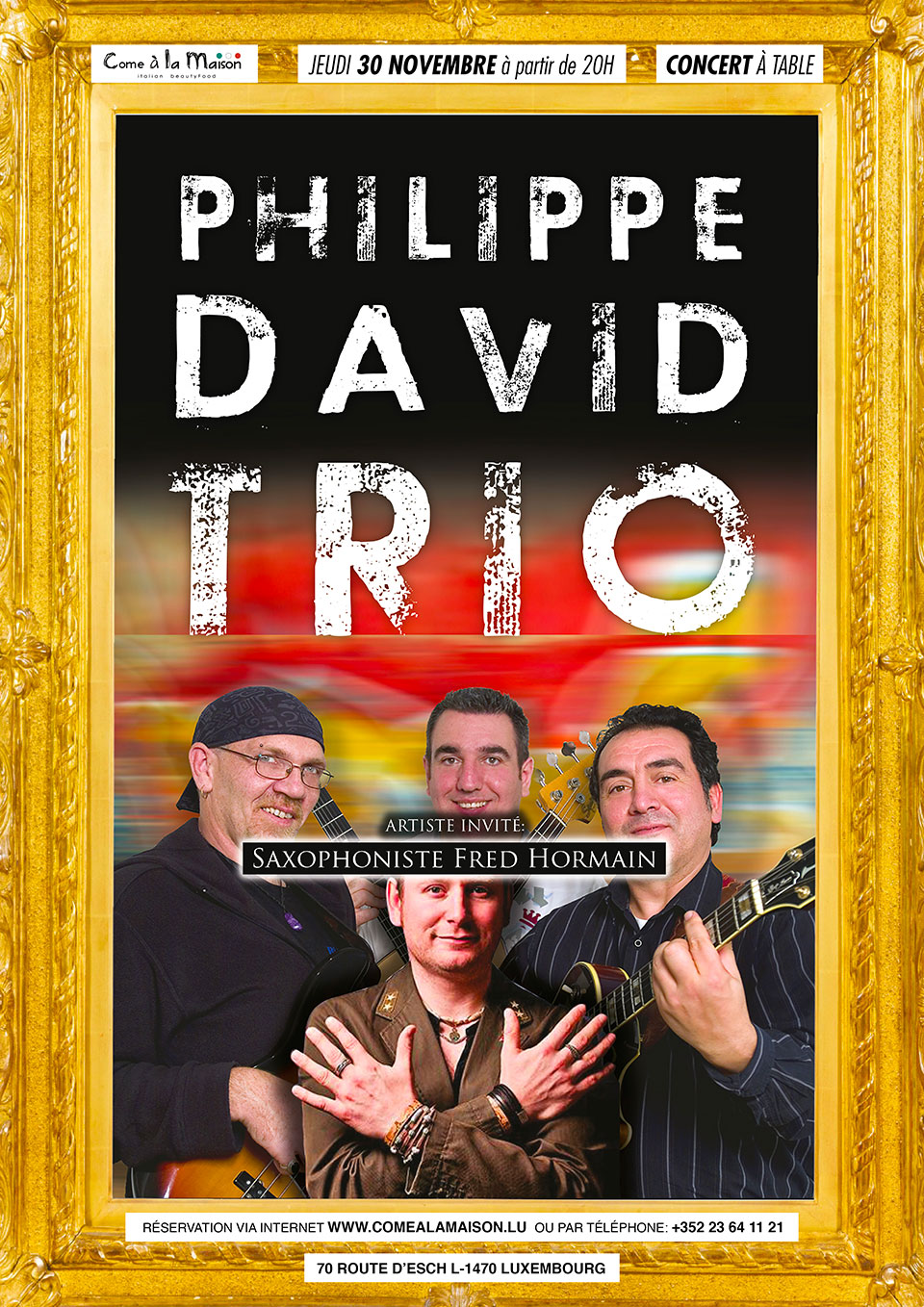 Philippe David Trio invite Fred Hormain (Saxophoniste)