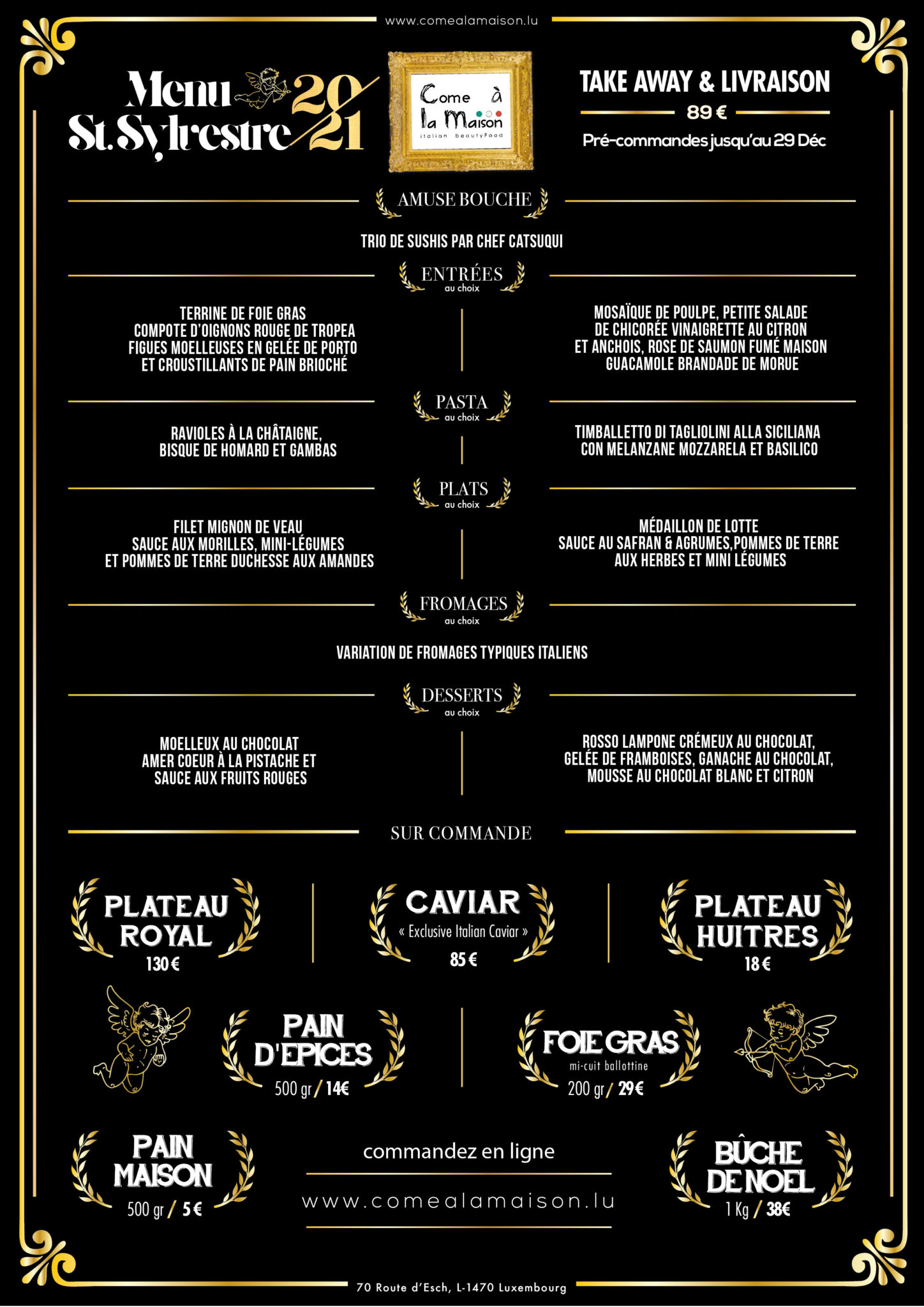 Menu de la Saint-Sylvestre 2020/21