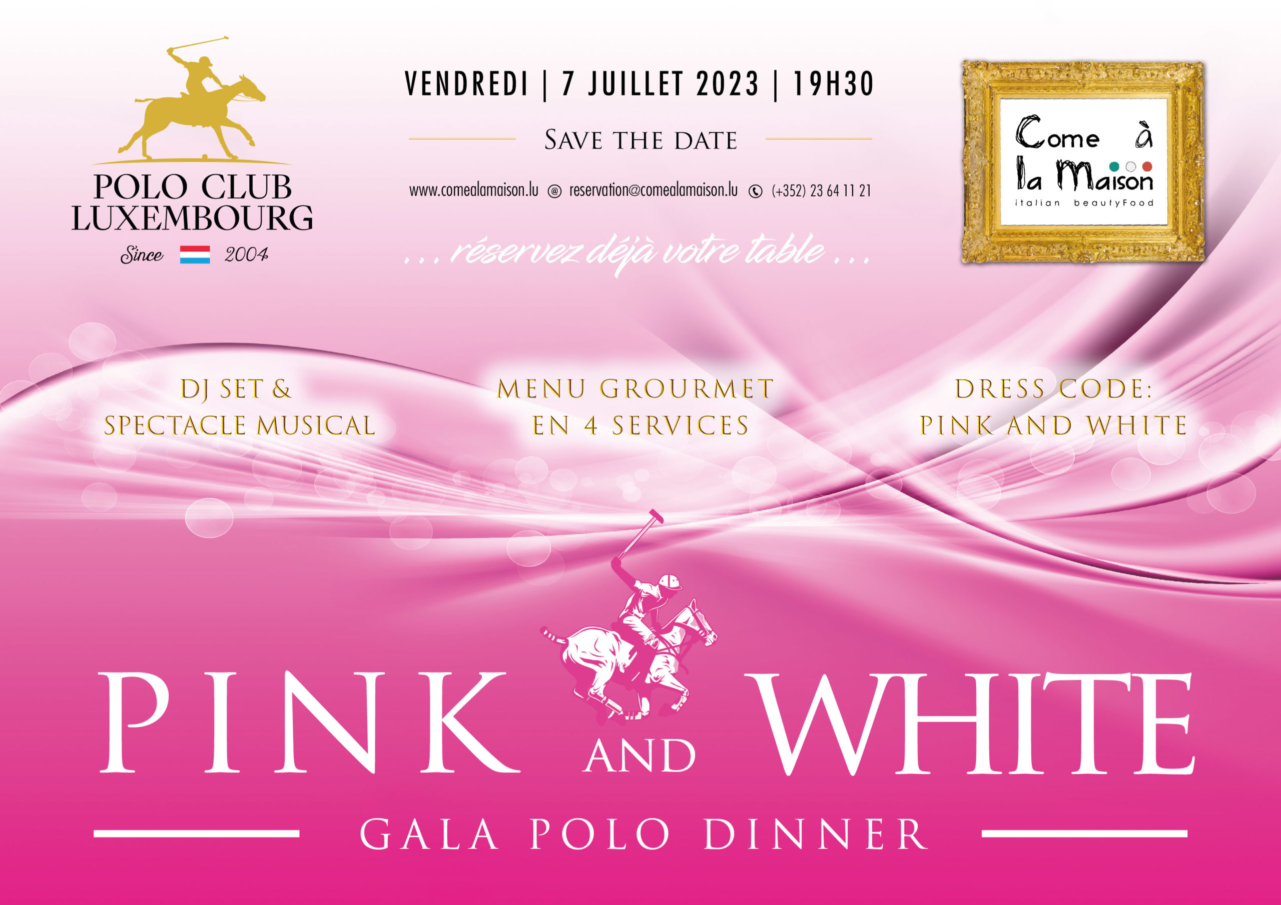 Pink and White Gala Polo Dinner