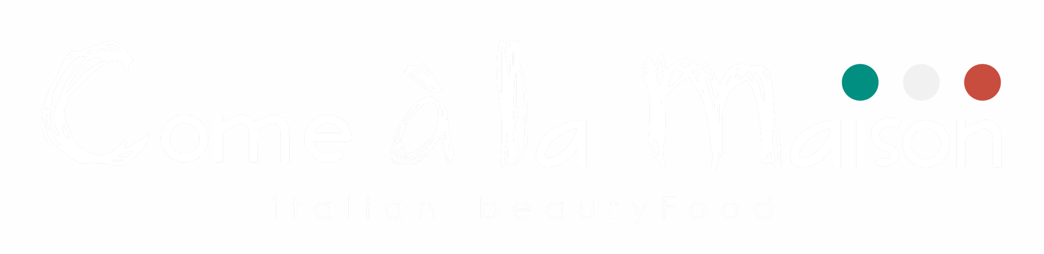 Logo horizontal de Come à la Maison en blanc sur fond transparent